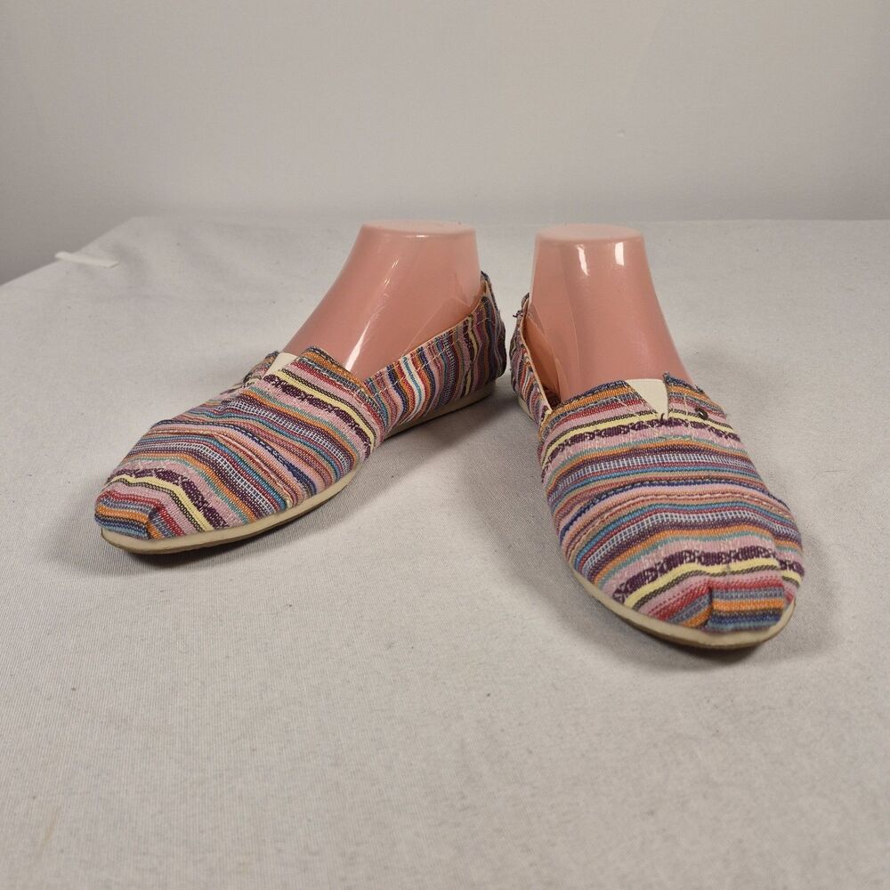 Mad Love Canvas Ballet Flats Women's Size 10 Multicolor Striped Slip-On Shoes
